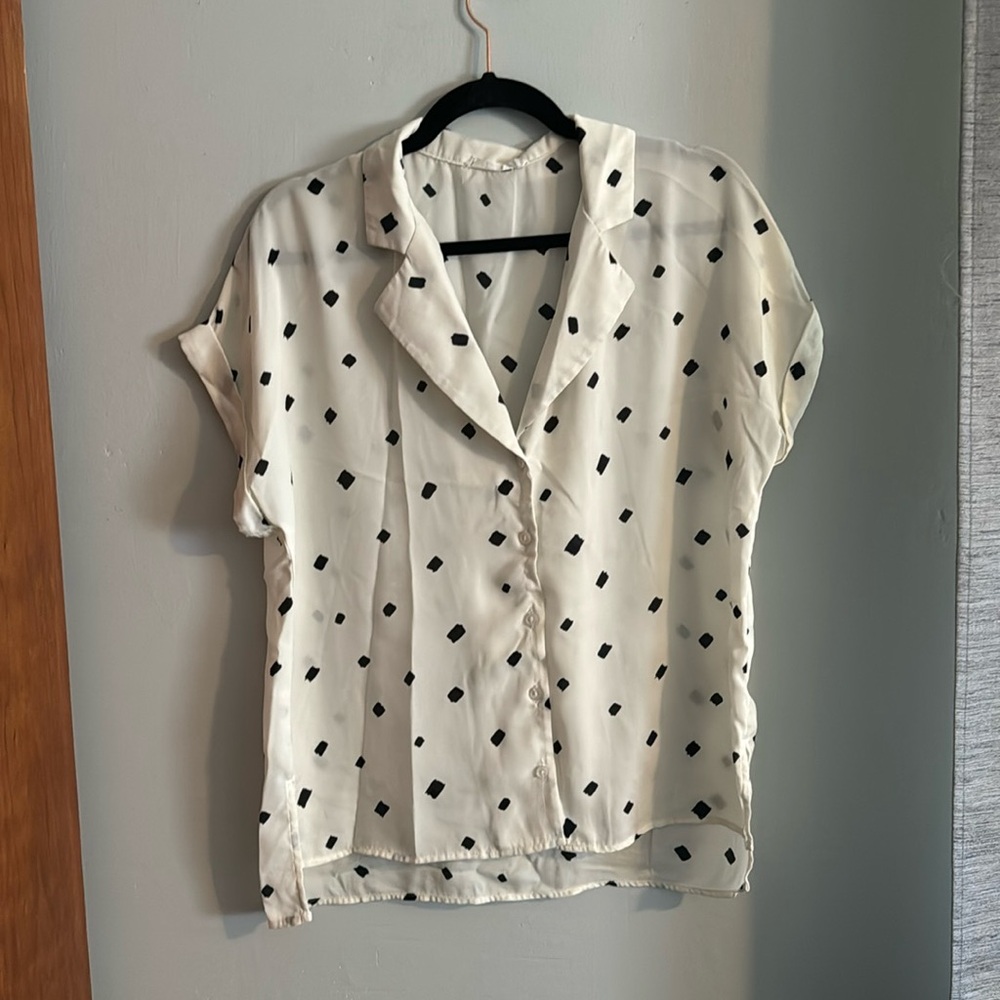 Lush Black and White Polka Dot Top